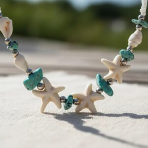 Collar Estrellas de Mar y Caracoles con Turquesa