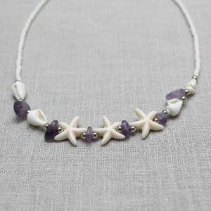 Collar Estrellas de Mar y Caracoles con Amatista