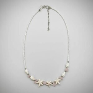 Collar Estrellas de Mar y Caracoles con Cuarzo Rosa