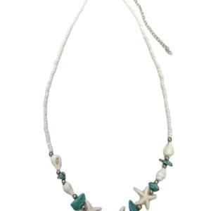 Collar Estrellas de Mar y Caracoles con Turquesa