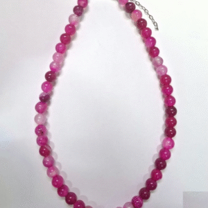 Collar Ágata Fucsia Cuenta 8mm Ajustable