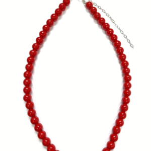 Collar Jade Rojo Cuentas 8mm Redondas Ajustables
