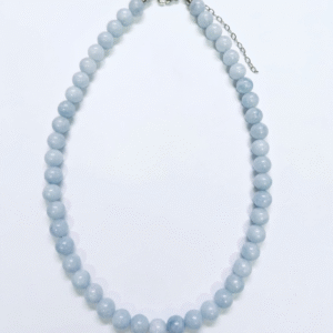 Collar Agua Marina Cuentas 8mm Ajustable