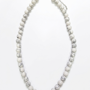 Collar Howlita Blanca Cuentas 8mm Ajustable
