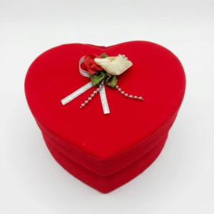 Caja Alhajero Corazón Aterciopelado Rojo Para Anillo