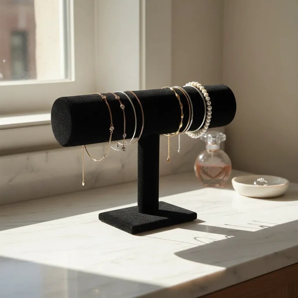 Exhibidor Organizador De Pulseras Y Relojes Terciopelo Negro - Imagen 3
