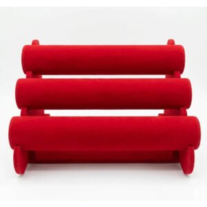 Organizador Exhibidor De Joyas 3 Niveles Terciopelo Rojo